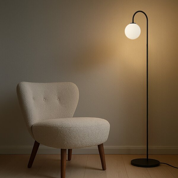 Podne Lampa Herstal, Crno, Dnevna soba, Metal
