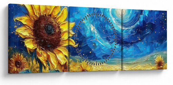 Slika - Slikanje suncokreta (sa satom) (90x30 cm)