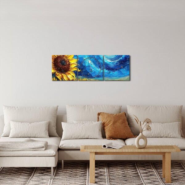 Slika - Slikanje suncokreta (sa satom) (90x30 cm)
