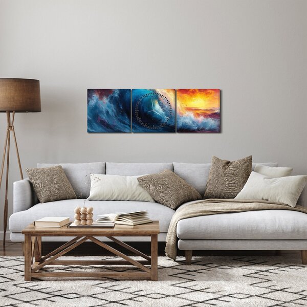 Slika - Val u zalasku sunca (sa satom) (90x30 cm)
