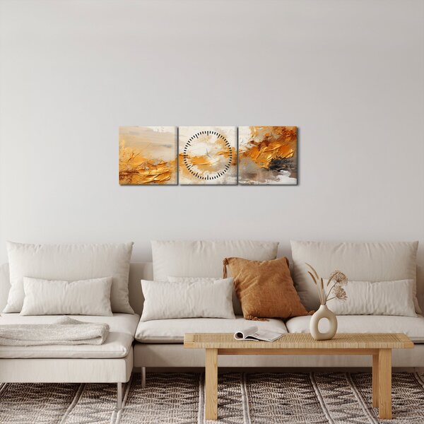 Slika - Zlatna tekstura (sa satom) (90x30 cm)