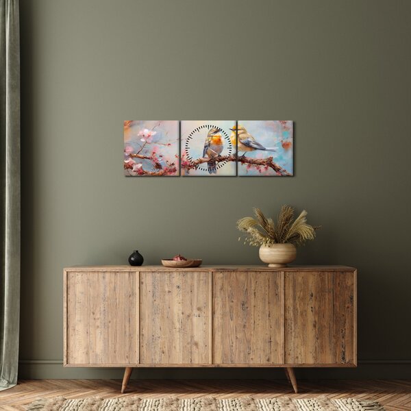 Slika - Golupčići (sa satom) (90x30 cm)
