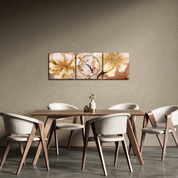 Slika - Zlatno cvijeće (sa satom) (90x30 cm)