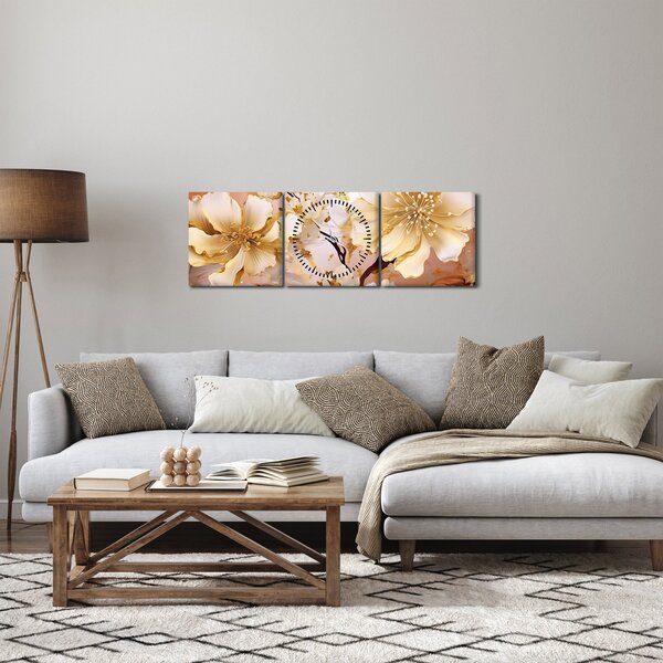 Slika - Zlatno cvijeće (sa satom) (90x30 cm)