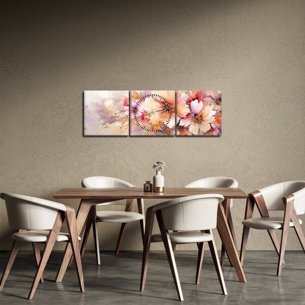 Slika - Cvijeće (sa satom) (90x30 cm)