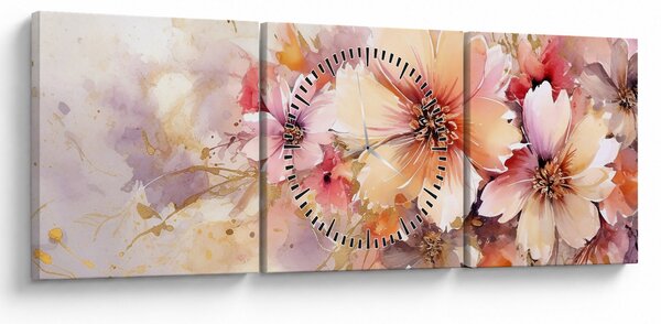 Slika - Cvijeće (sa satom) (90x30 cm)