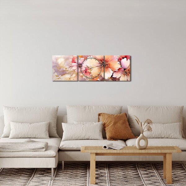 Slika - Cvijeće (sa satom) (90x30 cm)