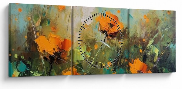 Slika - Cvijeće (sa satom) (90x30 cm)