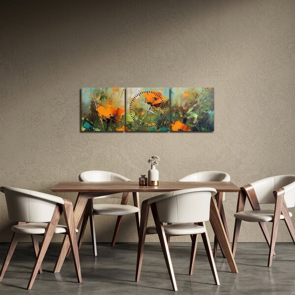 Slika - Cvijeće (sa satom) (90x30 cm)