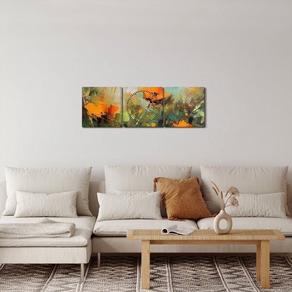 Slika - Cvijeće (sa satom) (90x30 cm)