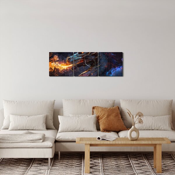 Slika - Zmaj bljuje plamen (sa satom) (90x30 cm)