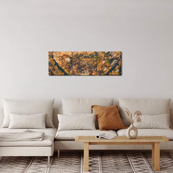 Slika - Rijeka u obliku srca (sa satom) (90x30 cm)