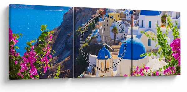 Slika - Santorini, Grčka (sa satom) (90x30 cm)