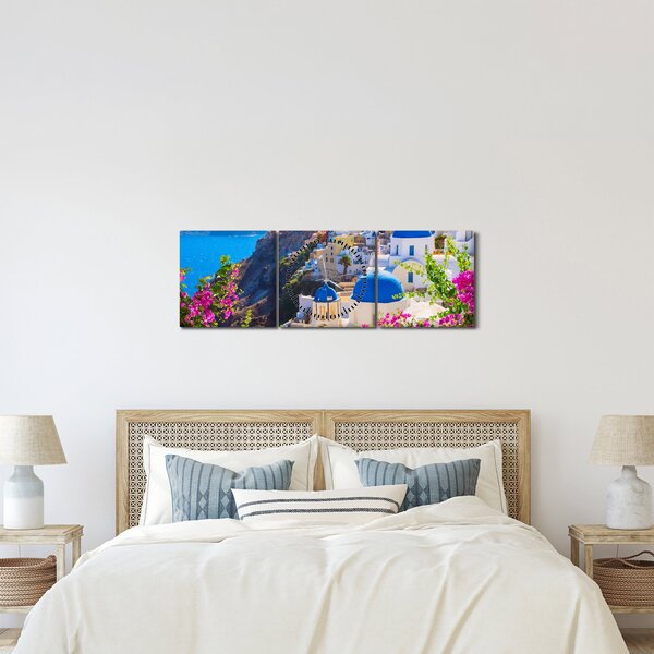 Slika - Santorini, Grčka (sa satom) (90x30 cm)