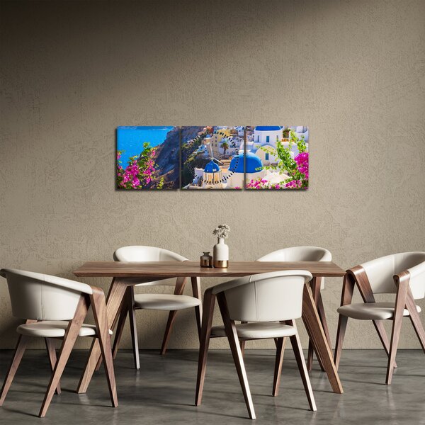 Slika - Santorini, Grčka (sa satom) (90x30 cm)