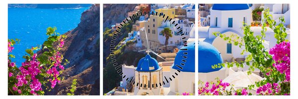 Slika - Santorini, Grčka (sa satom) (90x30 cm)