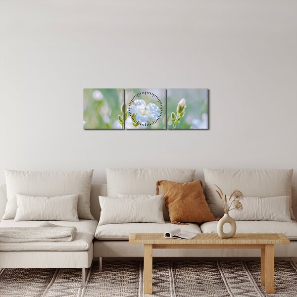 Slika - Nježno cvijeće (sa satom) (90x30 cm)