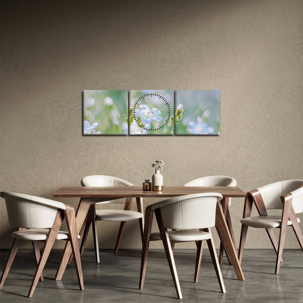 Slika - Nježno cvijeće (sa satom) (90x30 cm)