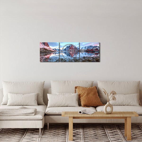 Slika - Izlazak sunca iznad Reine (sa satom) (90x30 cm)