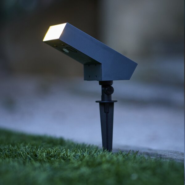 Lumisky Soltek LED solarni reflektor na zemljani klin, antracit, duljina 13 cm, prigušiva, Crno, Aluminij