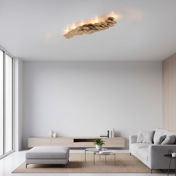Paul Neuhaus Stropna lampa Virella, boja antiknog mjed, duljina 110 cm, metal, prigušiva, Bronca / stari mesing, Dnevni boravak/blagovaonica, Aluminij