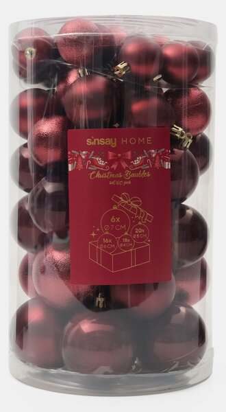Sinsay - Set božićnih kuglica s različitim završnim obradama 60 pack