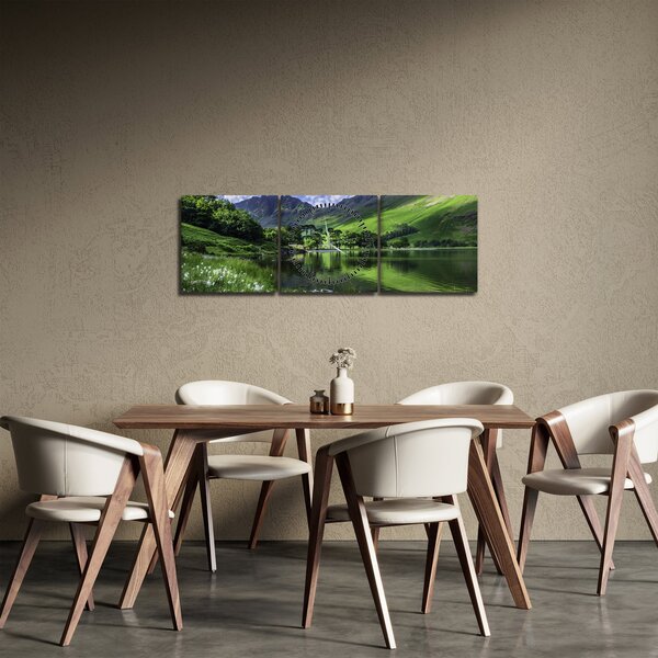 Slika - Krajolik s jezerom (sa satom) (90x30 cm)