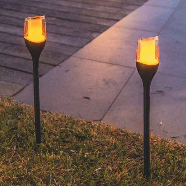 Lumisky FARELY LED solarna svjetiljka na zemljani klin, crna, visina 60 cm, set od 4, Crno, Plastika