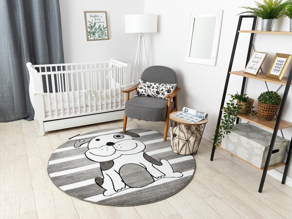 Tepih PETIT PUPPY ŠTENCI PS krug Siva