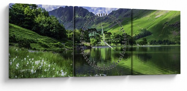 Slika - Krajolik s jezerom (sa satom) (90x30 cm)