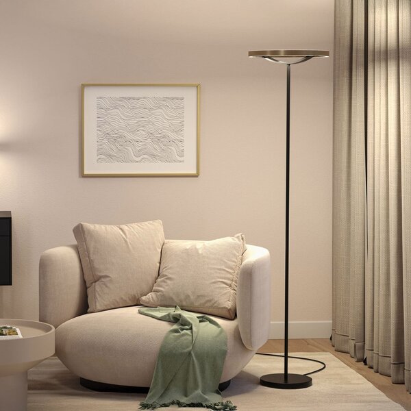 Paulmann Melira LED podna lampa, crna/zlatna, visina 157 cm, prigušiva, Crno, Dnevni boravak/blagovaonica, Metal