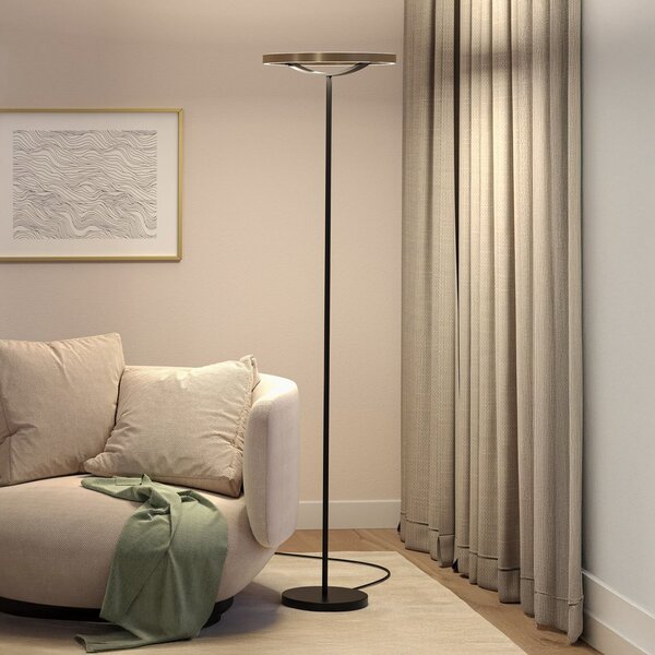 Paulmann Melira LED podna lampa, crna/zlatna, visina 157 cm, prigušiva, Crno, Dnevni boravak/blagovaonica, Metal