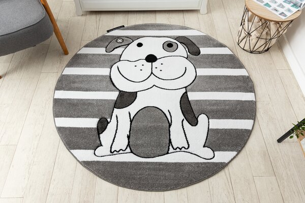 Tepih PETIT PUPPY ŠTENCI PS krug Siva