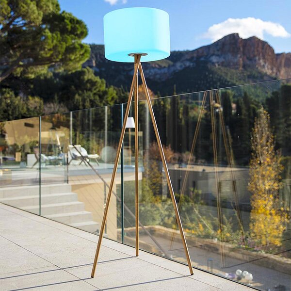 Lumisky Tamboury LED punjiva podna lampa, bijela/smeđa, visina 150 cm, čelik, prigušiva, Drvo, Metal, tronožac