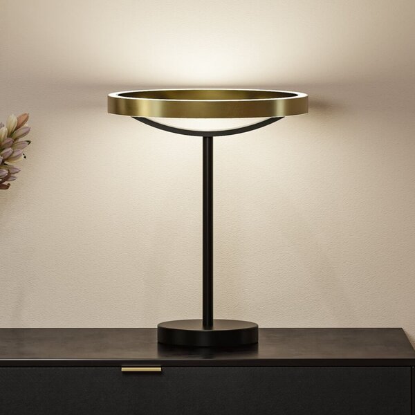 Paulmann Melira LED stolna lampa, crna i zlatna, visina 37 cm, prigušiva, Crno, Dnevni boravak/blagovaonica, Metal