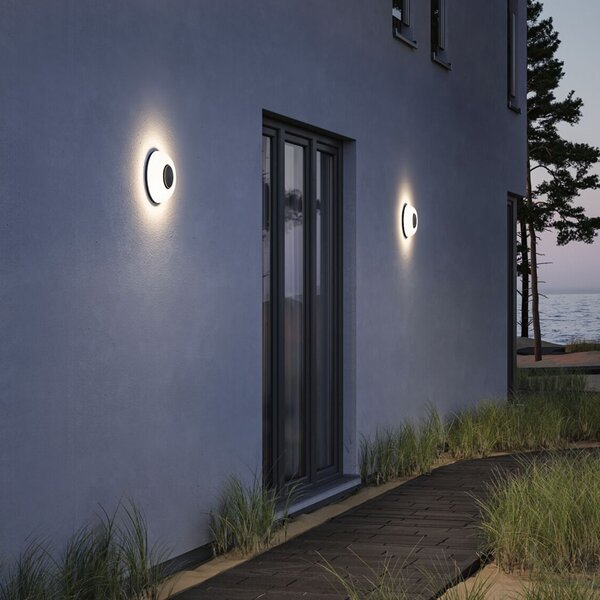 Paulmann Aureva LED zidna svjetiljka, antracit, Ø 22 cm CCT, prigušiva, Crno, Plastika