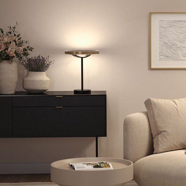 Paulmann Melira LED stolna lampa, crna i zlatna, visina 37 cm, prigušiva, Crno, Dnevni boravak/blagovaonica, Metal