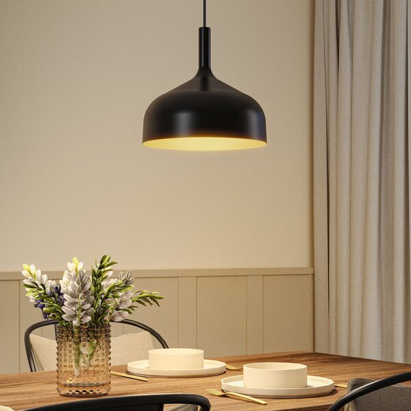 Paulmann Embla II viseća lampa, crna i zlatna, Ø 30 cm, metal, prigušiva, Crno, Dnevni boravak/blagovaonica, Metal