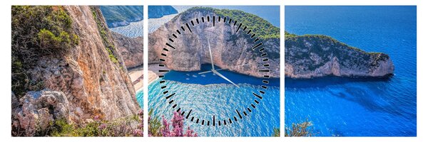 Slika - Plaža Navagio, Grčka (sa satom) (90x30 cm)