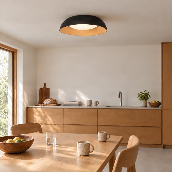 Lindby Gracyn LED stropna svjetiljka, crna, Ø 50 cm, prigušivanje u koracima, prigušiva, Crno, Dnevni boravak/blagovaonica, Plastika
