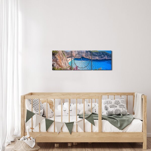 Slika - Plaža Navagio, Grčka (sa satom) (90x30 cm)