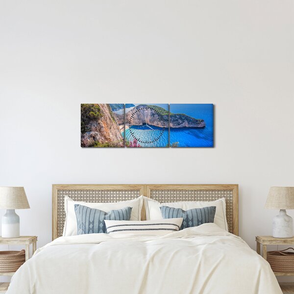 Slika - Plaža Navagio, Grčka (sa satom) (90x30 cm)