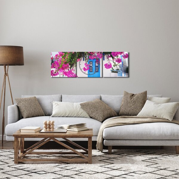 Slika - Tradicionalna grčka kuća (sa satom) (90x30 cm)