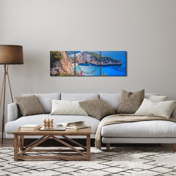 Slika - Plaža Navagio, Grčka (sa satom) (90x30 cm)