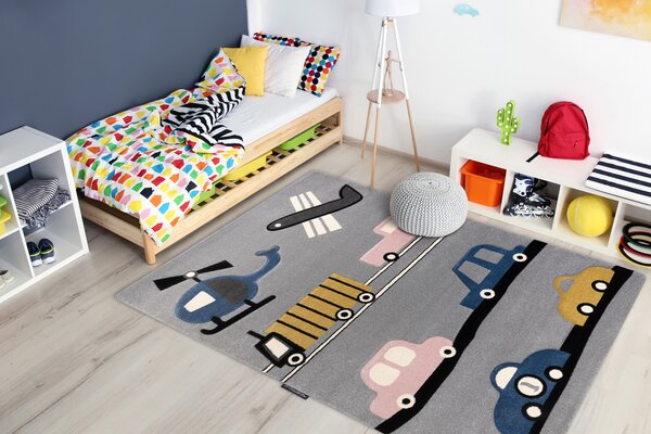 Tepih PETIT TOYS IGRAČKE AUTOMOBILMOBILI Siva