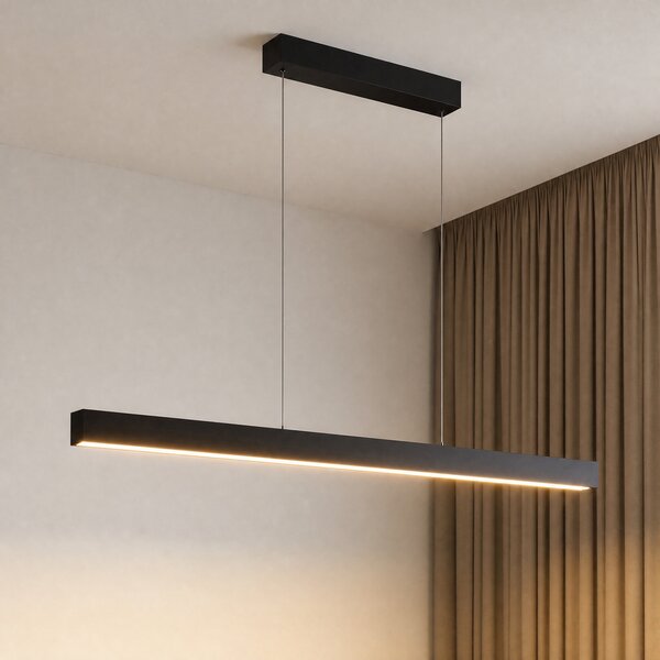 Lucande Mylosh LED viseća svjetiljka, crna, 150 cm, CCT, dimabilna, prigušiva, Crno, Dnevni boravak/blagovaonica, Aluminij