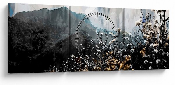 Slika - Ilustracija divljeg cvijeća (sa satom) (90x30 cm)