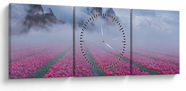 Slika - Krajolik s poljima tulipana (sa satom) (90x30 cm)
