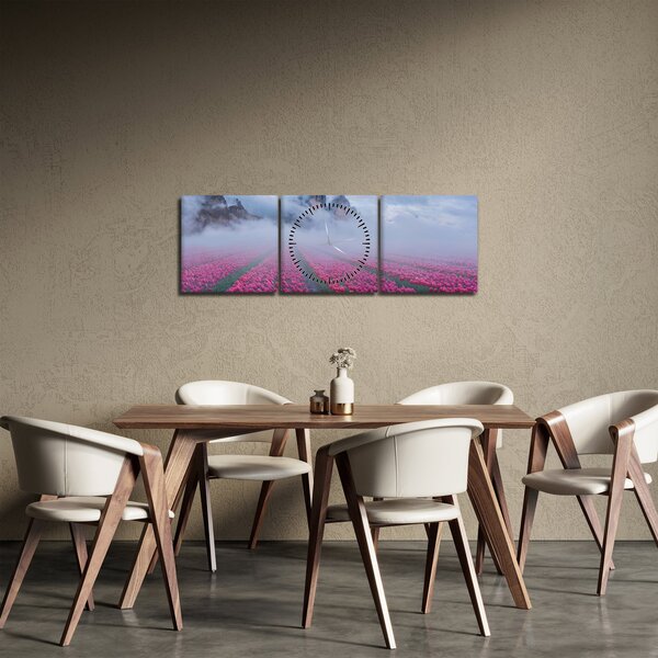 Slika - Krajolik s poljima tulipana (sa satom) (90x30 cm)