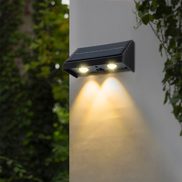 Lumisky Kyla LED solarna zidna svjetiljka, crna, širina 11 cm, set od 4 komada, Crno, Plastika